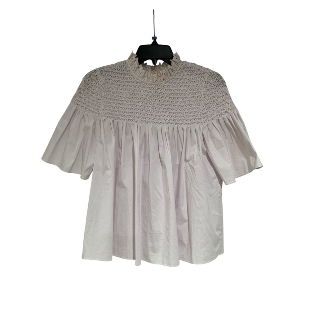 Rebecca Taylor Short Sleeved Sateen Smock Top